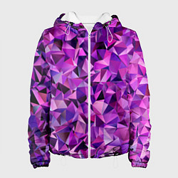 Куртка с капюшоном женская ФИОЛЕТОВЫЕ КРИСТАЛЛЫ, цвет: 3D-белый