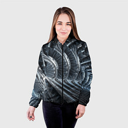 Куртка с капюшоном женская Фрактальный абстрактный паттерн Броня Fractal Abst, цвет: 3D-черный — фото 2