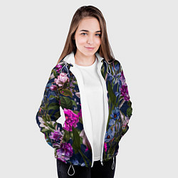 Куртка с капюшоном женская Цветы Таинственные, цвет: 3D-белый — фото 2