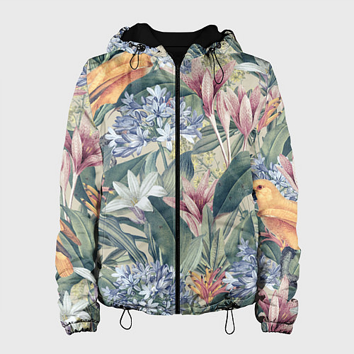 Женская куртка Цветы Лилии и Агапантус / 3D-Черный – фото 1