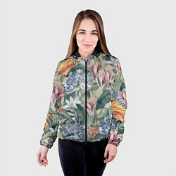 Куртка с капюшоном женская Цветы Лилии и Агапантус, цвет: 3D-черный — фото 2