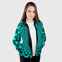 Куртка с капюшоном женская NEON FRACTAL PATTERN, цвет: 3D-черный — фото 2