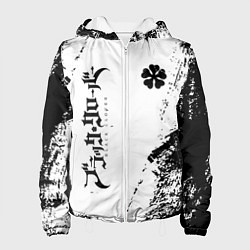 Женская куртка Black clover чёрный клевер вертикальная надпись