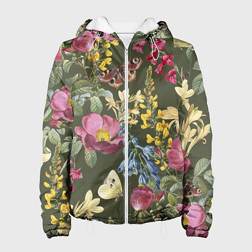 Женская куртка Цветы Винтажные / 3D-Белый – фото 1