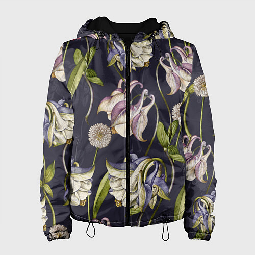 Женская куртка Цветы Аквилегии / 3D-Черный – фото 1