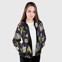 Куртка с капюшоном женская Цветы Аквилегии, цвет: 3D-черный — фото 2