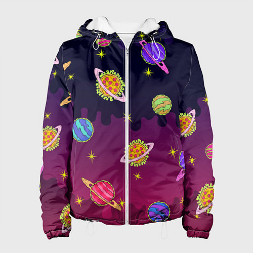 Женская куртка Pizza in Space / 3D-Белый – фото 1