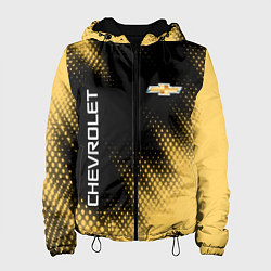 Куртка с капюшоном женская Символ и надпись CHEVROLET на фоне с Halftone эффе, цвет: 3D-черный