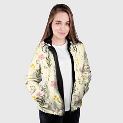 Куртка с капюшоном женская Цветы Нарисованные Дикие, цвет: 3D-черный — фото 2