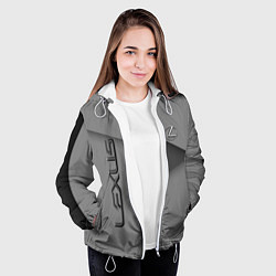 Куртка с капюшоном женская Lexus - серая абстракция, цвет: 3D-белый — фото 2