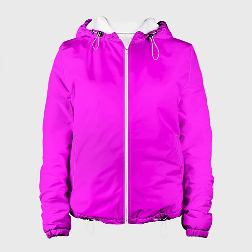 Женская куртка Однотонный розовый неоновый Пион / 3D-Белый – фото 1