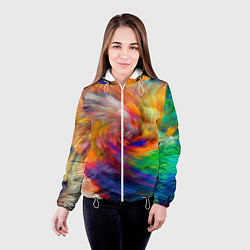 Куртка с капюшоном женская MULTICOLORED SWIRLS, цвет: 3D-белый — фото 2