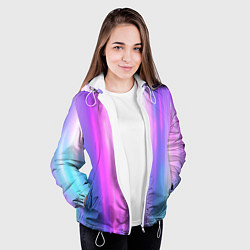Куртка с капюшоном женская Northern lights, Северное сияние, неоновое свечени, цвет: 3D-белый — фото 2