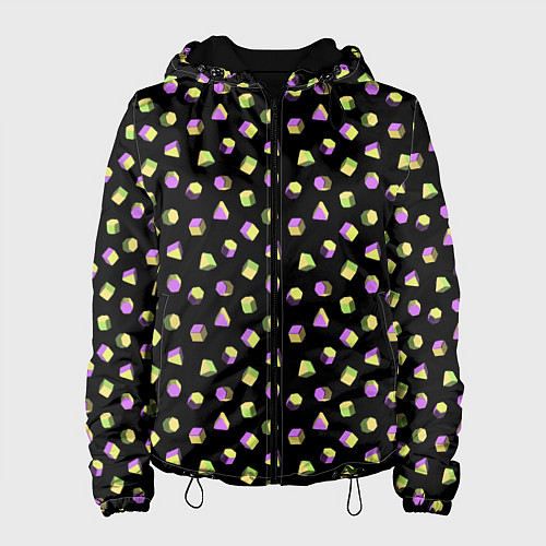 Женская куртка Объемные цветные геометрические фигуры / 3D-Черный – фото 1