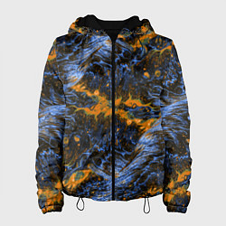 Куртка с капюшоном женская Оранжево-Синяя Вулканическая Лава, цвет: 3D-черный