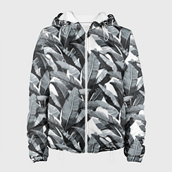 Женская куртка Чёрно-белые Листья Пальм