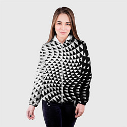 Куртка с капюшоном женская Минималистический авангардный паттерн, цвет: 3D-белый — фото 2
