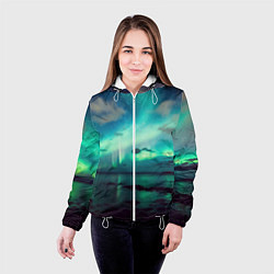 Куртка с капюшоном женская Aurora borealis, цвет: 3D-белый — фото 2