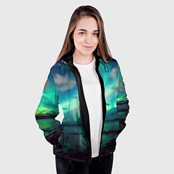 Куртка с капюшоном женская Aurora borealis, цвет: 3D-черный — фото 2
