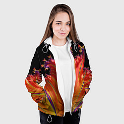 Куртка с капюшоном женская Фрактал перо жар-птицы Абстракция, цвет: 3D-белый — фото 2