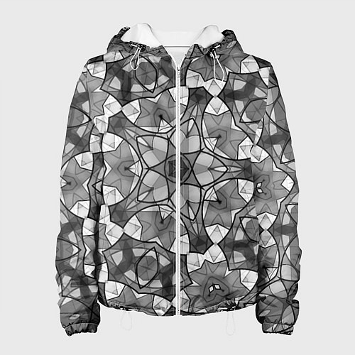 Женская куртка Черно-белый геометрический мозаичный узор / 3D-Белый – фото 1