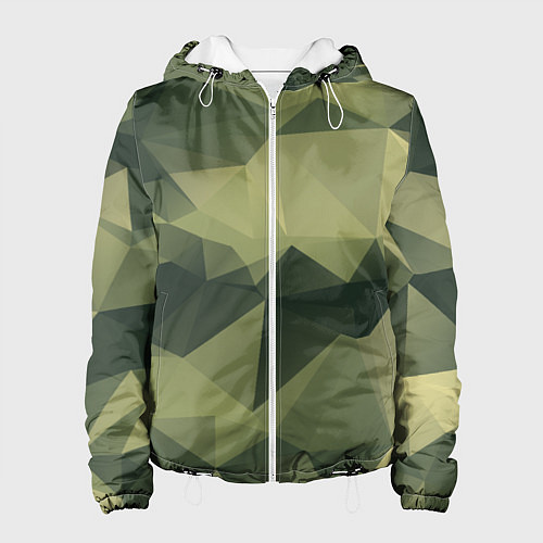 Женская куртка 3д полигоны - камуфляж / 3D-Белый – фото 1