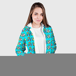 Куртка с капюшоном женская RAINBOW AND CUBE, цвет: 3D-белый — фото 2