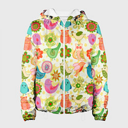 Куртка с капюшоном женская COLORFUL BIRDS, цвет: 3D-белый