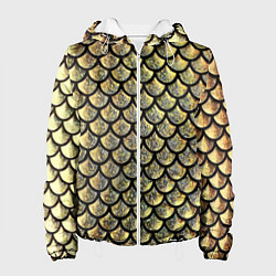 Куртка с капюшоном женская Чешуя золотая, цвет: 3D-белый