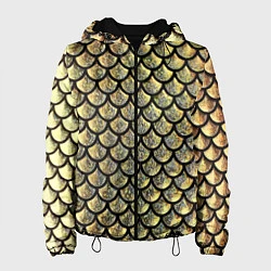 Куртка с капюшоном женская Чешуя золотая, цвет: 3D-черный