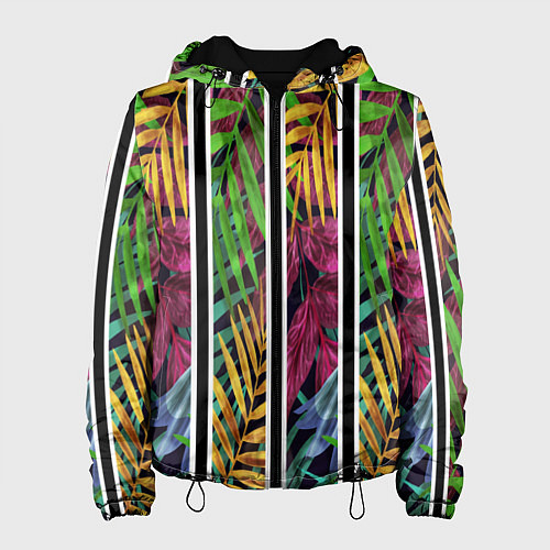 Женская куртка Пальмовые цветные полосы / 3D-Черный – фото 1