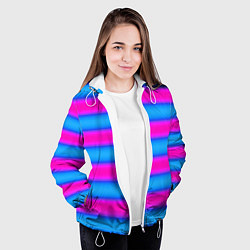 Куртка с капюшоном женская Striped pattern яркий неоновый полосатый узор, цвет: 3D-белый — фото 2