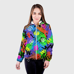 Куртка с капюшоном женская Яркий геометрический принт, цвет: 3D-белый — фото 2