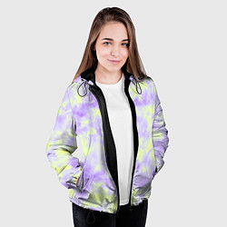 Куртка с капюшоном женская Нежный желто-фиолетовый тай дай, цвет: 3D-черный — фото 2