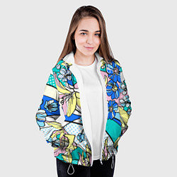 Куртка с капюшоном женская Яркие цветы в стиле поп-арт, цвет: 3D-белый — фото 2