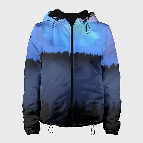 Женская куртка Неоновое небо над лесом / 3D-Черный – фото 1