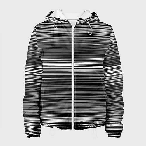 Женская куртка Black and white thin stripes Тонкие полосы / 3D-Белый – фото 1