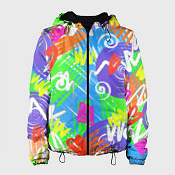 Женская куртка Яркий геометрический принт на белом фоне