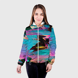 Куртка с капюшоном женская Multicolored vanguard glitch, цвет: 3D-белый — фото 2