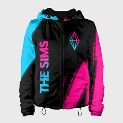 Куртка с капюшоном женская The Sims Neon Gradient, цвет: 3D-черный
