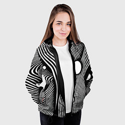 Куртка с капюшоном женская Geometric vanguard composition Fashion trend, цвет: 3D-черный — фото 2