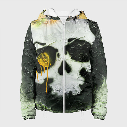 Женская куртка Череп на поверхности в красках - Жёлтый / 3D-Белый – фото 1