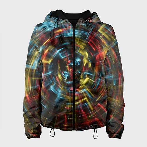 Женская куртка Абстрактные шарообразные лучи - Жёлтый и красный / 3D-Черный – фото 1