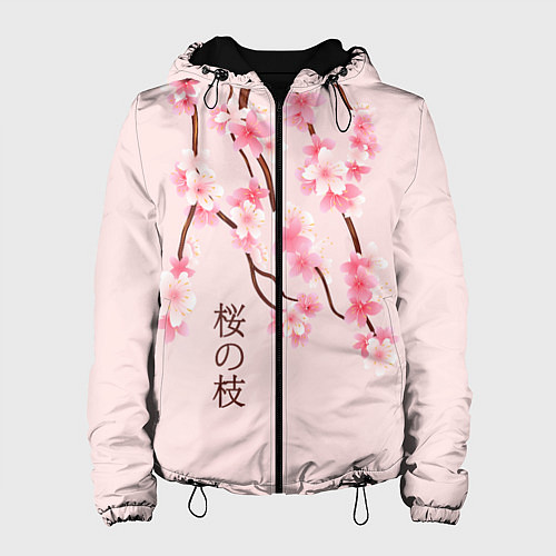 Женская куртка Ветка Нежной Сакуры / 3D-Черный – фото 1