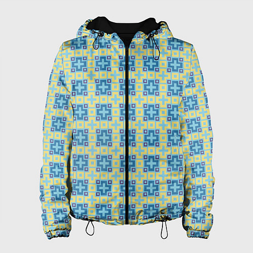 Женская куртка Квадратики и крестики паттерн / 3D-Черный – фото 1