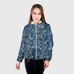Куртка с капюшоном женская Тропические листья пальмы, цвет: 3D-белый — фото 2