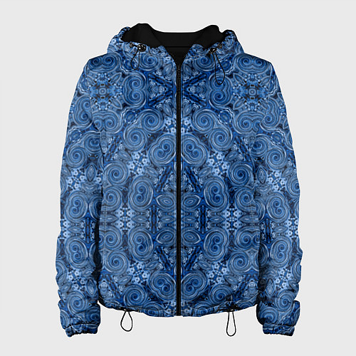 Женская куртка Gray blue ethnic arabic ornament / 3D-Черный – фото 1