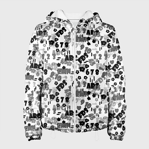 Женская куртка Black and white alphabet and numbers / 3D-Белый – фото 1