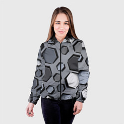 Куртка с капюшоном женская Металлическая киберпанк броня - Серый, цвет: 3D-черный — фото 2