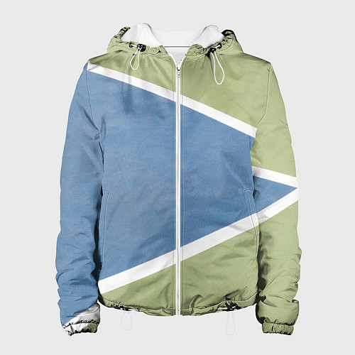 Женская куртка Абстрактная геометрическая компиляция - Зелёный / 3D-Белый – фото 1